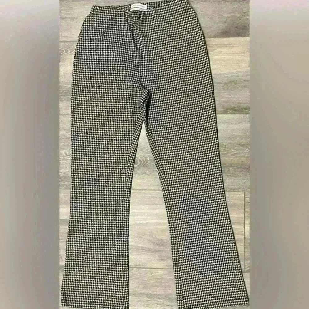 Urban Outfitters UO Casey Houndstooth Plaid Kick Flare Pull-On Pants